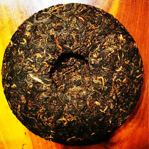 景迈安胆2019凤凰古树熟茶特级特产普洱茶手工纯料七子饼熟茶357g - 图0