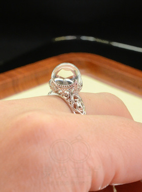 新款天然白水晶戒指女开口S925纯银花冠灵露简约经典灵露原创R92