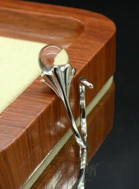 S925纯银白水晶开口花朵戒指女