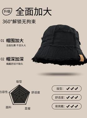 MonstarLee水洗做旧渔夫帽大头围水桶帽加大加深复古防晒遮阳夏季