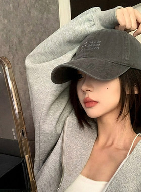 复古刺绣灰色棒球帽女2026新款