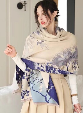围巾女冬季双面长款仿羊绒大披肩