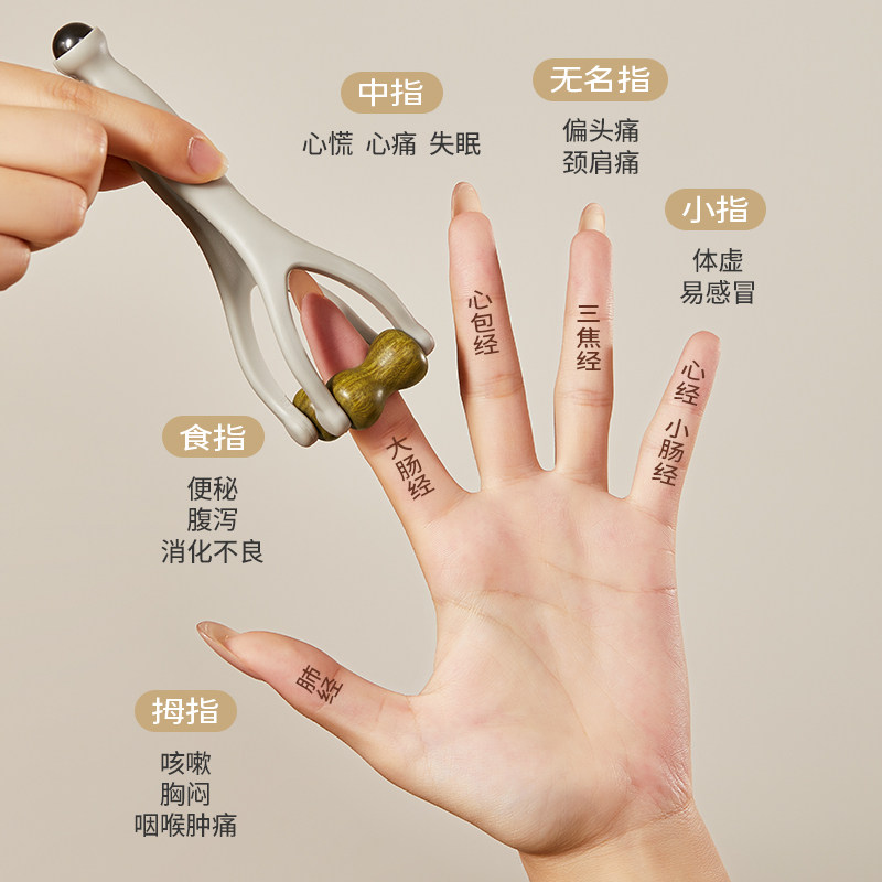 绿檀手指按摩器手部关节穴位刮滚轮按摩棒神瘦器多功能疏通经络器,淘宝优惠券,粉丝福利购,淘宝优惠卷