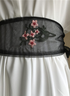 Q弹饱满刺绣花卉蕾丝腰带甜美