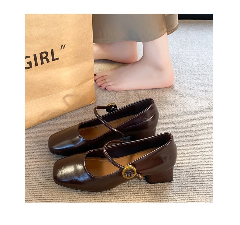 新款真皮女鞋方头粗跟玛丽珍鞋百搭爆款软底防滑时尚单鞋妈妈鞋,淘宝优惠券,粉丝福利购,淘宝优惠卷