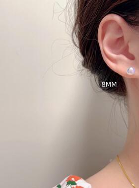 爱唯雅 999银人鱼姬珍珠耳钉女耳环小众设计轻奢甜美养耳梦幻耳饰