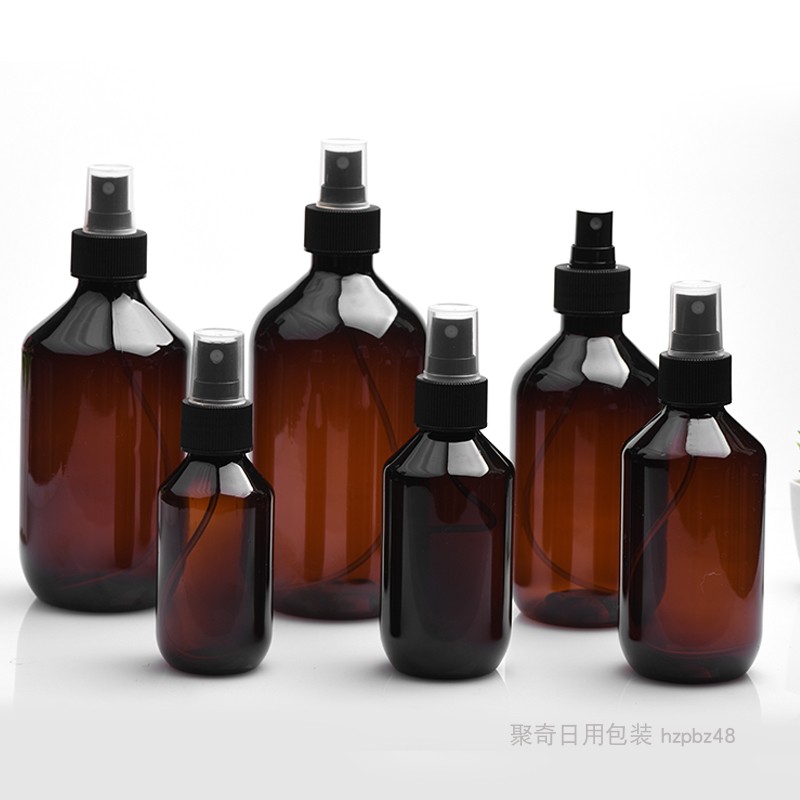 100ml150ml200ml300ml500毫升半罩喷雾瓶细脖棕色绿色塑料小喷壶 - 图0