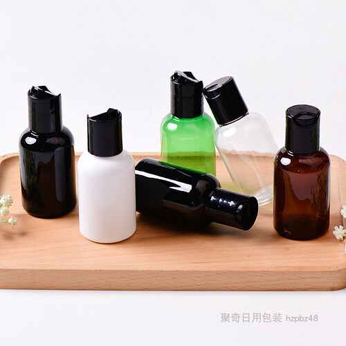 50ML矮胖千秋盖瓶化妆品小样分装塑料瓶20口径黑白棕绿透明PET瓶 - 图1