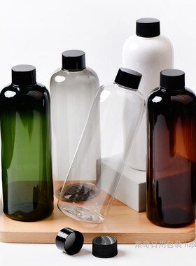 28牙口径500ml毫升圆肩塑料PET瓶旋盖普通盖子化妆品分装瓶乳液瓶