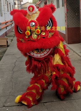 竹编醒狮南狮广东舞狮羊毛狮