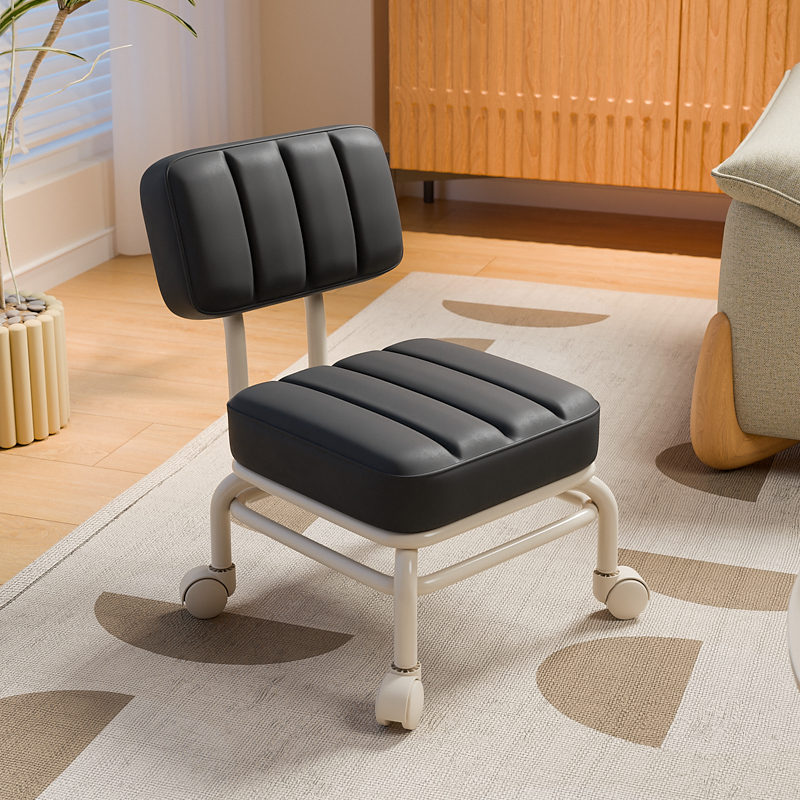 舒服久坐靠背矮凳沙发椅家用万向轮凳子软坐垫滑轮移动轻奢小椅子,淘宝优惠券,粉丝福利购,淘宝优惠卷