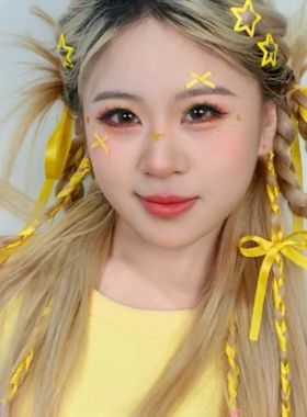 黄色蝴蝶结发夹音乐节编发鹿晗黄子弘凡演唱会应援妆发饰丝带马尾
