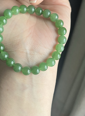 和田碧玉单圈手串8mm阳绿色碧玉手串新中式国风手串男女款手串礼