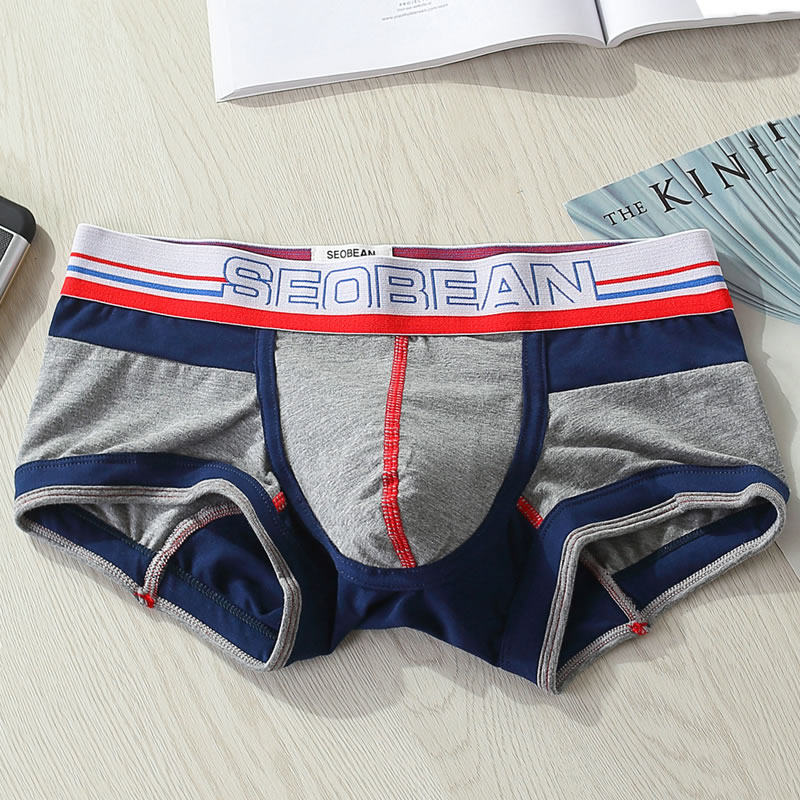 希宾 男士棉质平角内裤 透气时尚低腰紧身拼色四角青年潮男裤头,淘宝优惠券,粉丝福利购,淘宝优惠卷