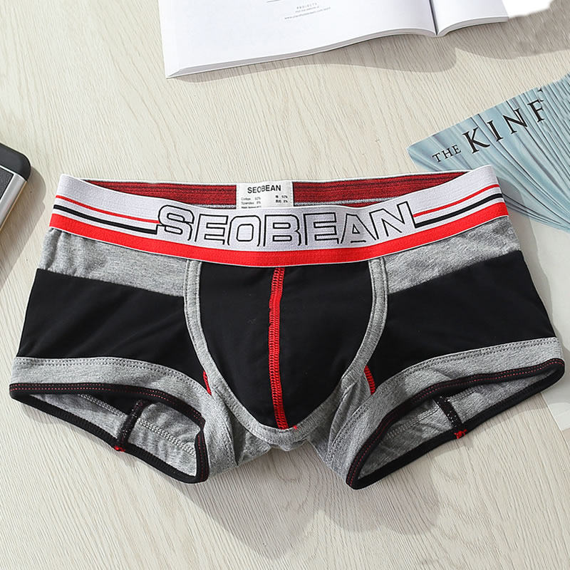 希宾 男士棉质平角内裤 透气时尚低腰紧身拼色四角青年潮男裤头,淘宝优惠券,粉丝福利购,淘宝优惠卷