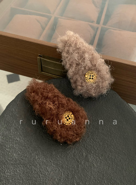 韩系仿羊羔毛毛绒刘海BB夹发卡