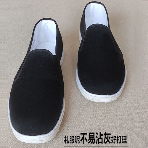 十字底送礼高档手工加厚千层底牛筋底全棉透气一脚蹬老北京布鞋男 - 图2