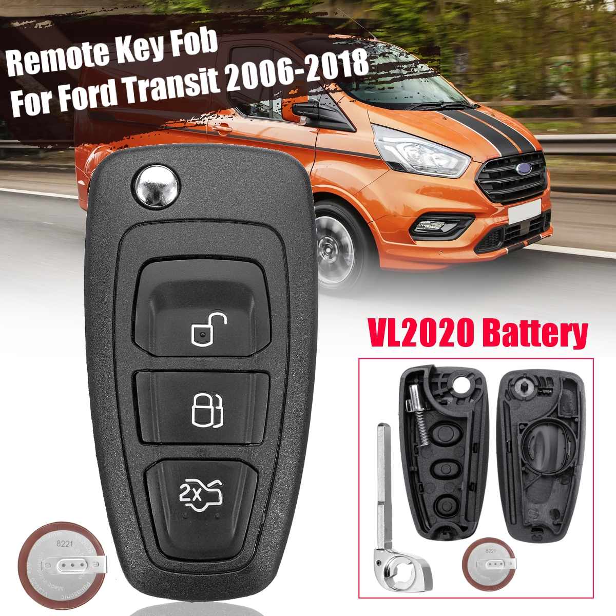 3 Buttons Car key Remote Folding Flip Key Case Fob with VL20 - 图1