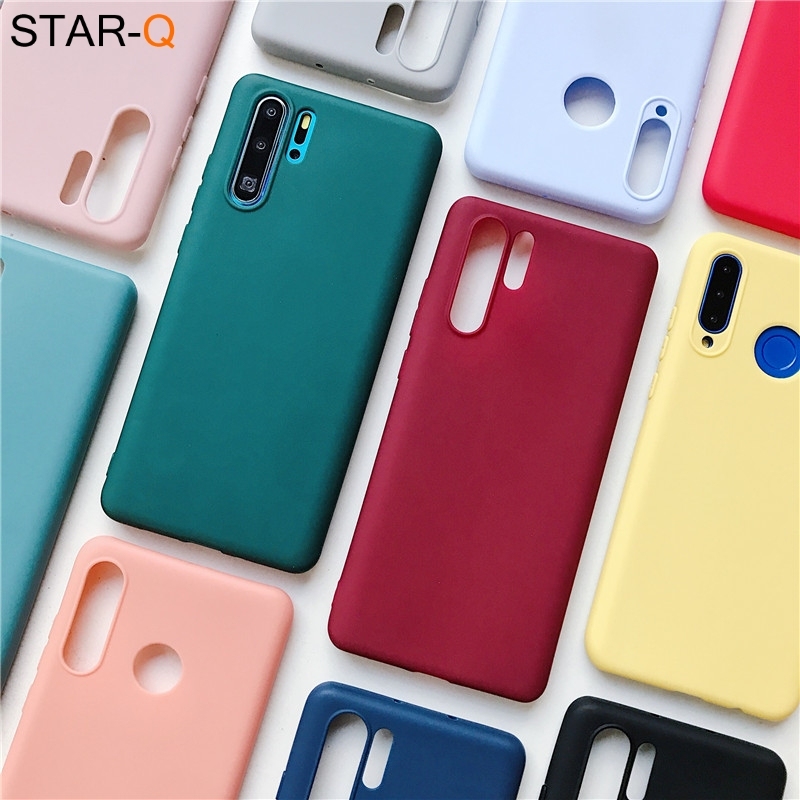 candy color silicone phone case for huawei p30 lite pro p20-图0