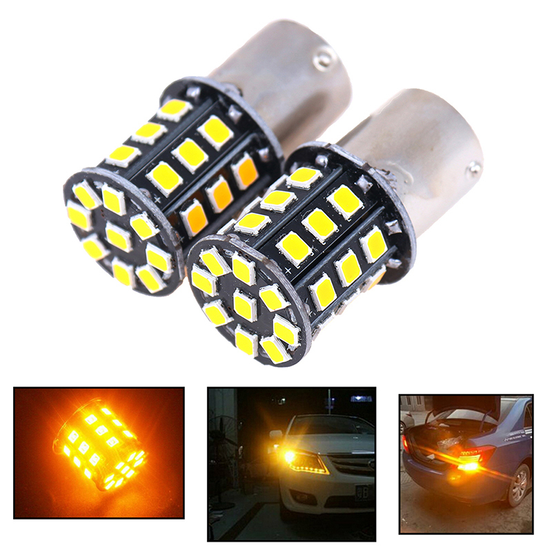 2pcs BAU15S 7507 PY21W 1156PY High Power Amber Yellow 33 SMD - 图0