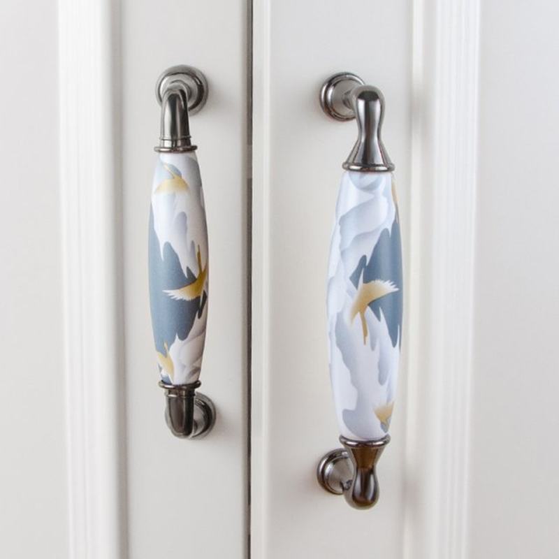 Sky blue/Ceramic Door Handles European Antique Furniture Han - 图2