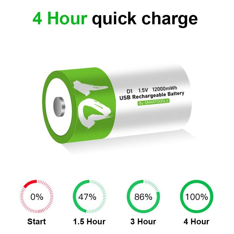 NEW D size 12000mWh lithium Rechargeable battery USB chargi - 图1