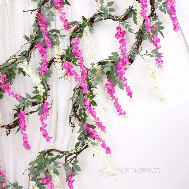 180cm Vividly Wisteria Artificial Flowers Vine Garland Fake - 图2