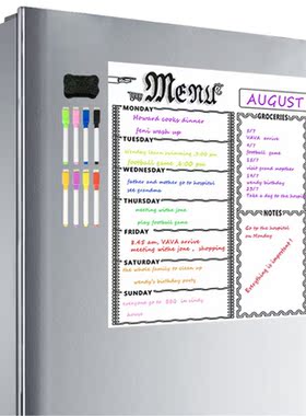 Magnetic Menu Board Kitchen Fridge Board with 8 Color Chalk