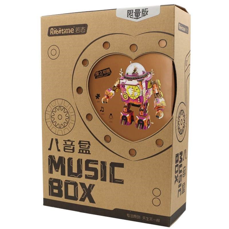 DIY 3D Wooden Puzzle Model Robot Toy Music Box Toy Gift for - 图3