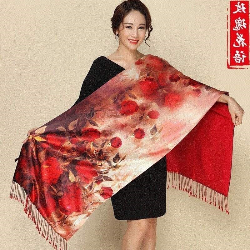 Qipao silk scarf custom-made mulberry silk scarf long autumn - 图1