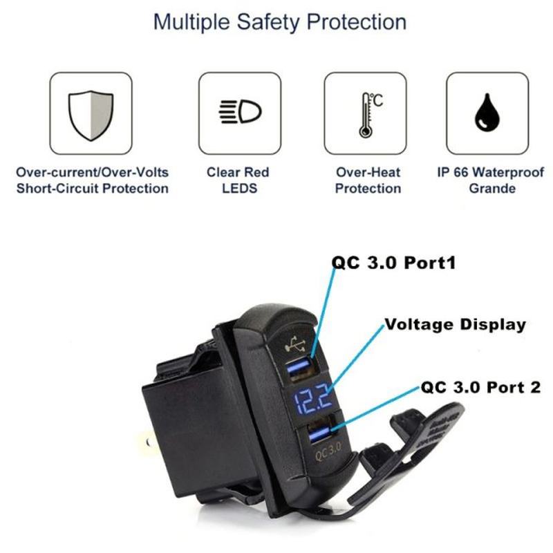 Quick Charge 3.0 Dual USB Rocker Switch QC 3.0 Fast Charger - 图0