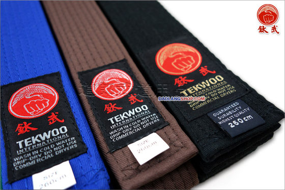 Daolang titanium martial arts karate taekwondo ribbon TEEWOO yellow orange purple green blue tea brown competition training examination belt