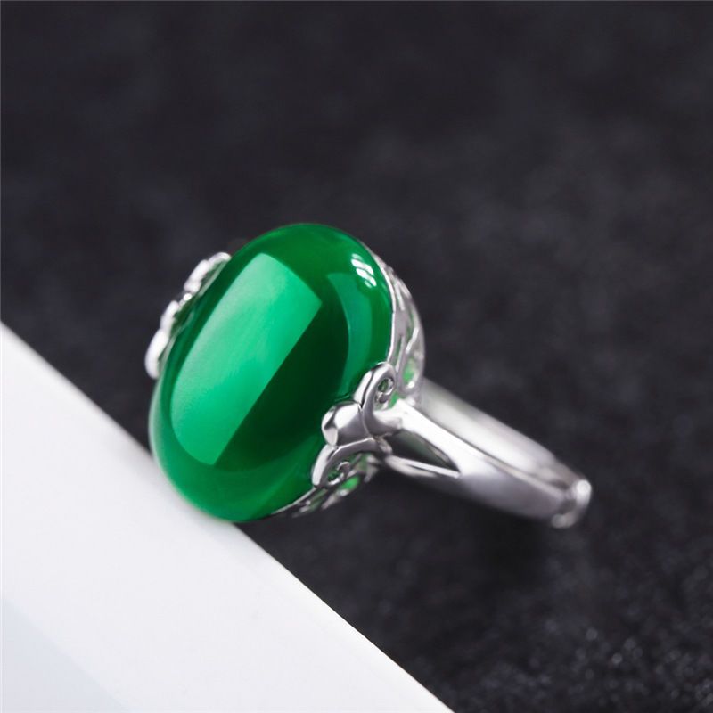 925 sterling silver fashionable adjustable ring chalcedony