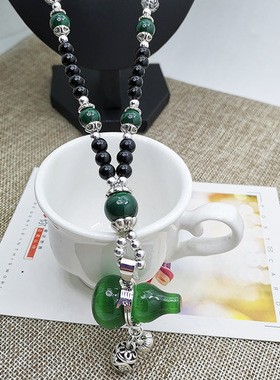 绿色葫芦项链复古文艺长款毛衣链