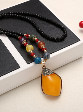 红色复古夸张大象长款百搭毛衣链