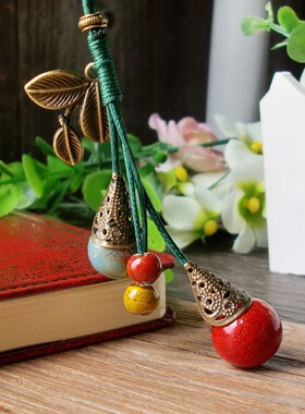 民族风陶瓷首饰品圆球挂件毛衣链