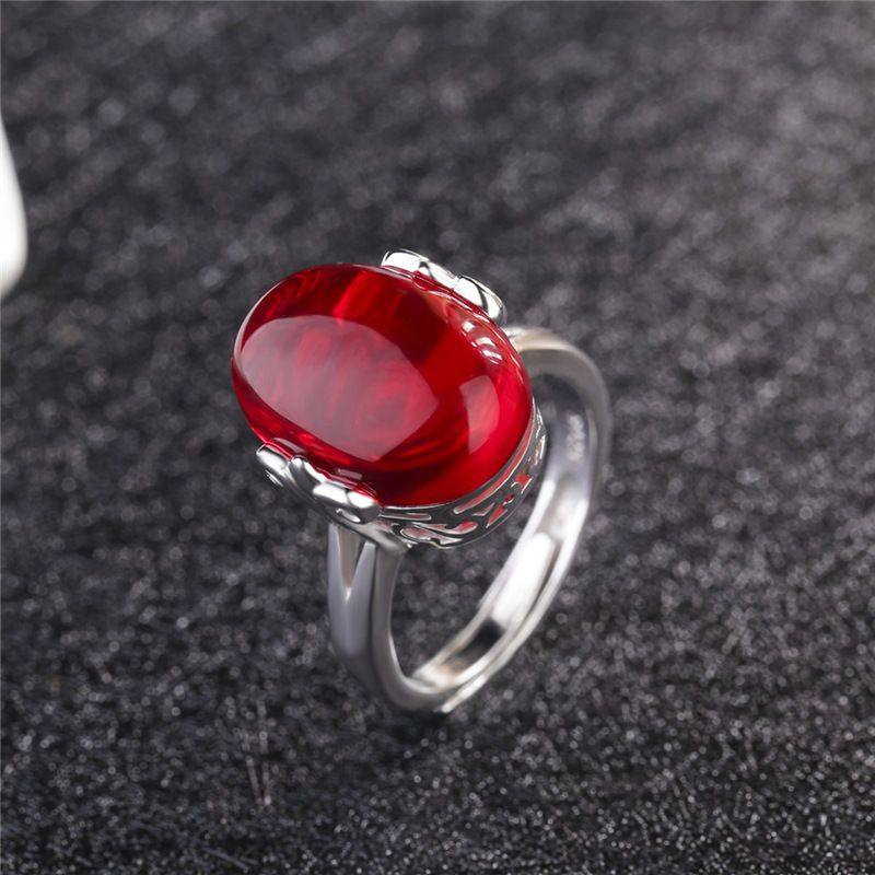 925 sterling silver fashionable adjustable ring chalcedony