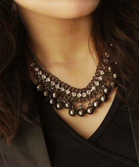 日韩国韩版时尚女水滴钻球球项链