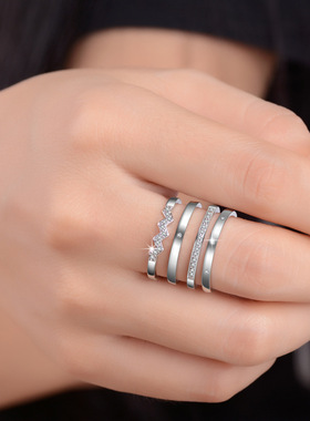 925纯银色闪耀奢华女个性多层