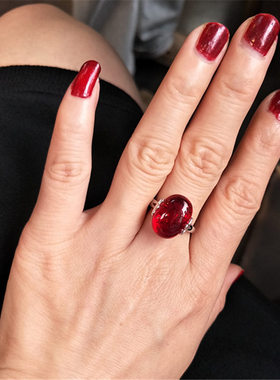 气质百搭红刚玉髓玛瑙项链女套装