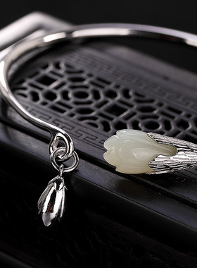 天醉白玉兰花复古开口新疆手环