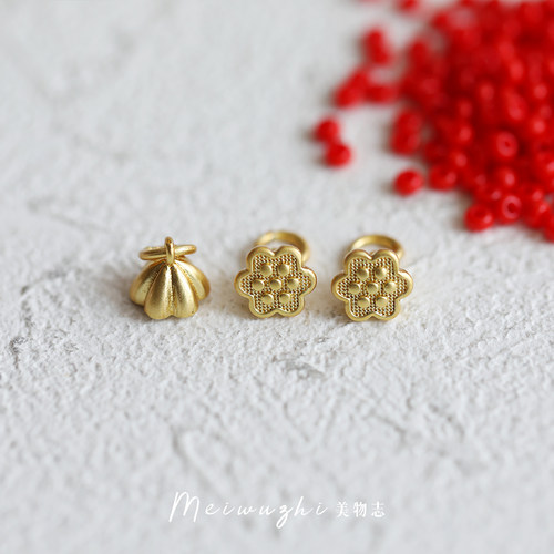 「 铜胚镀色 」古法沙金配件diy饰品国潮手串挂坠手链搭配小挂件 - 图3