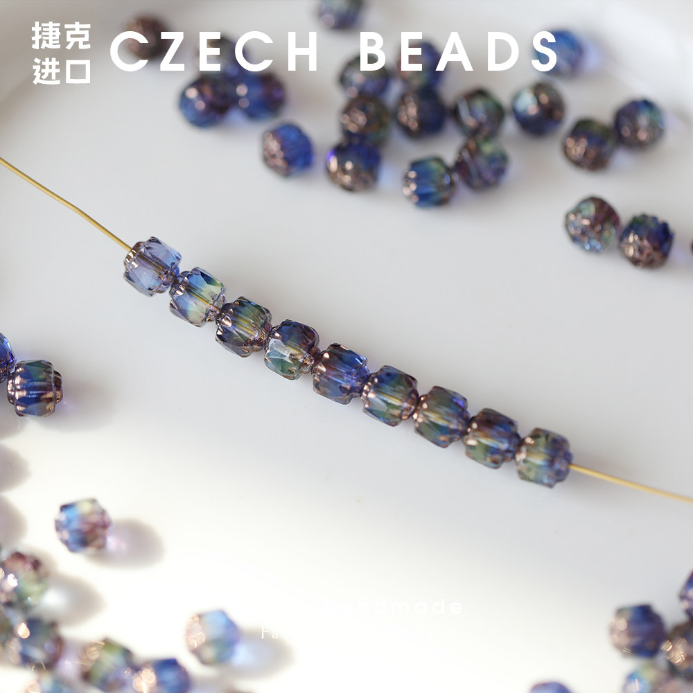 进口捷克珠琉璃复古透明蓝色切面大教堂珠串珠手链耳饰材料DIY,淘宝优惠券,粉丝福利购,淘宝优惠卷