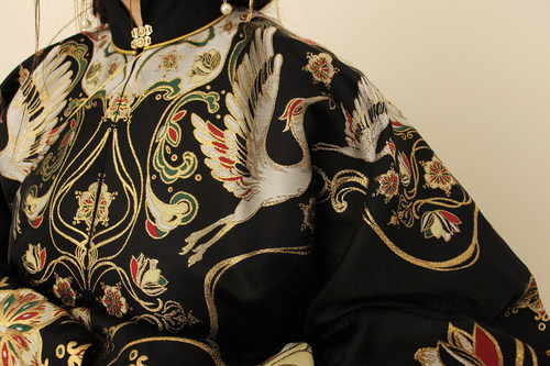 原创【双鹤若飞】汉服古风织金妆花上袄马面裙服装面料家博纺织 - 图2