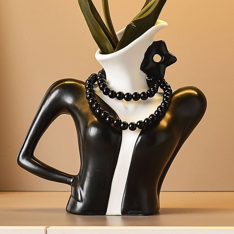 北欧风艺术品人体造型花瓶客厅插花花器小众陶瓷摆件卧室装饰 - 图0