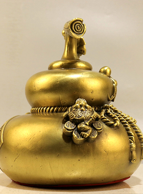 纯黄铜金蟾葫芦招财纳福中式摆件