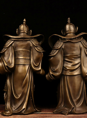 纯黄铜门神镇宅乔迁中式哼哈二将