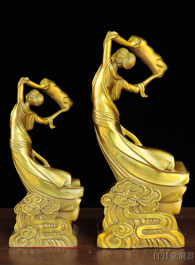 纯铜女娲娘娘造人补天神像摆件