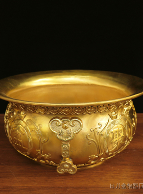 黄铜招财中式客厅如意聚宝盆摆件