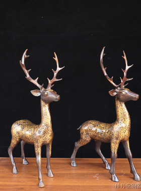 大号纯铜梅花鹿客厅大堂装饰摆件